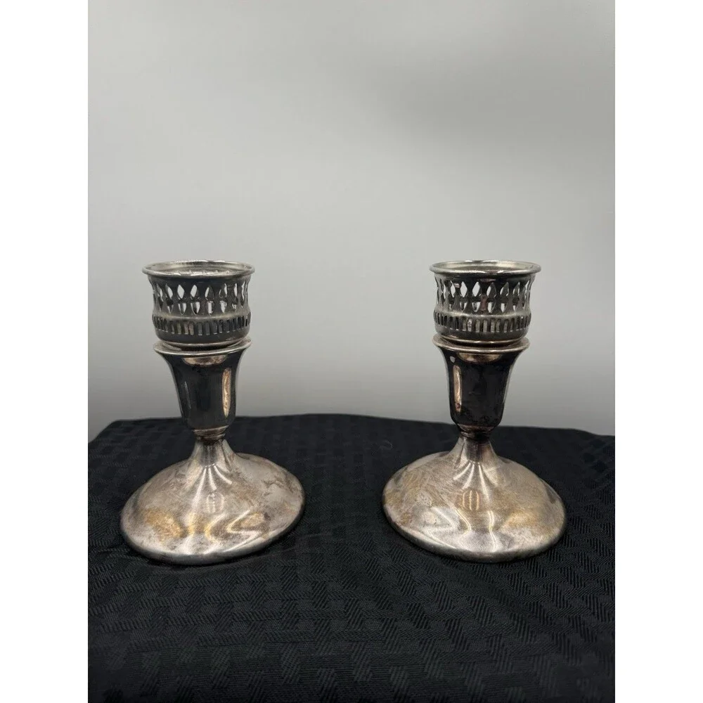 International Silver Company Silverplate Console Candlesticks Set Of 2 Vintage